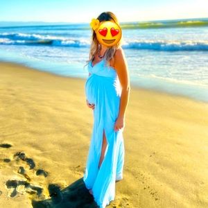 Azazie Maternity Photoshoot Gown “Annabelle” in Sky Blue